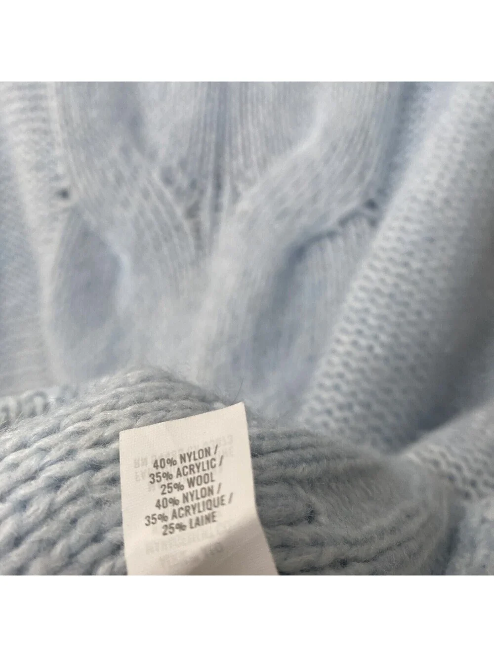 Aerie Cable Knit Wool-Blend Oversized Sweater Baby Blue Size S